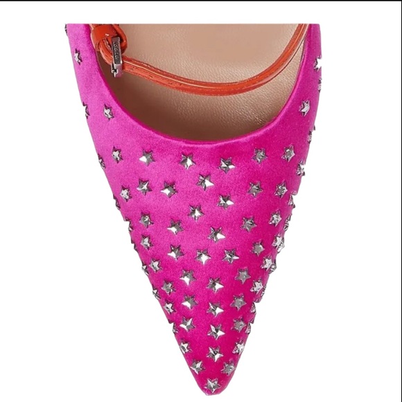 Gucci Jodie Crystal Stars Embellished Satin Pumps Fuchsia Size 41 NIB - Picture 3 of 14
